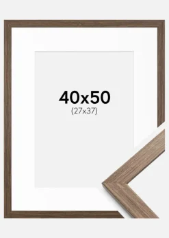 Ramme Stilren kold Brun 40x50 cm - Passepartout Hvid 28x38 cm