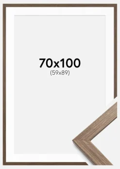 Ramme Stilren kold Brun 70x100 cm - Passepartout Hvid 60x90 cm