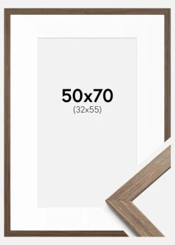 Ramme Stilren kold Brun 50x70 cm - Passepartout Hvid 33x56 cm