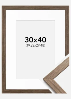 Ramme Stilren kold Brun 30x40 cm - Passepartout Hvid 8x12 inches