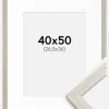 Ramme Stilren lysegrå Eg 40x50 cm - Passepartout Hvid 27,5x37 cm