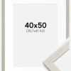Ramme Stilren lysegrå Eg 40x50 cm - Passepartout Hvid 29,7x42 cm