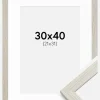 Ramme Stilren lysegrå Eg 30x40 cm - Passepartout Hvid 22x32 cm