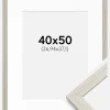 Ramme Stilren lysegrå Eg 40x50 cm - Passepartout Hvid 11x15 inches