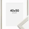 Ramme Stilren lysegrå Eg 40x50 cm - Passepartout Hvid 28x38 cm