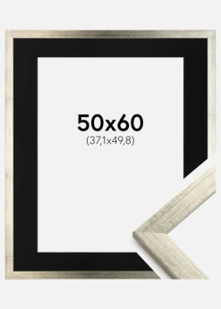 Ramme Stilren Sølv 50x60 cm - Passepartout Sort 15x20 inches