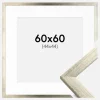 Ramme Stilren Sølv 60x60 cm - Passepartout Hvid 45x45 cm