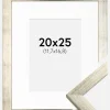 Ramme Stilren Sølv 20x25 cm - Passepartout Hvid 5x7 inches