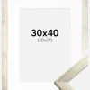 Ramme Stilren Sølv 30x40 cm - Passepartout Hvid 21x30 cm