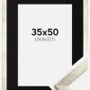 Ramme Stilren Sølv 35x50 cm - Passepartout Sort 10x15 inches