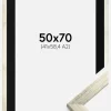 Ramme Stilren Sølv 50x70 cm - Passepartout Sort 42x59,4 cm (A2)