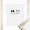 Ramme Stilren Sølv 24x30 cm - Passepartout Hvid 7x9 inches