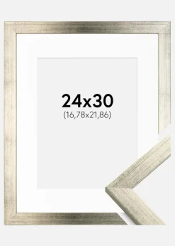 Ramme Stilren Sølv 24x30 cm - Passepartout Hvid 7x9 inches