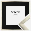 Ramme Stilren Sølv 50x50 cm - Passepartout Sort 35x35 cm