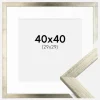 Ramme Stilren Sølv 40x40 cm - Passepartout Hvid 30x30 cm