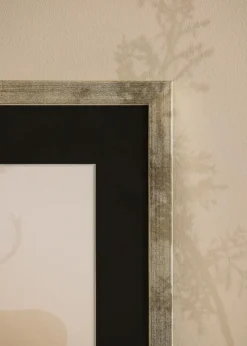 Ramme Stilren Sølv 50x70 cm - Passepartout Sort 16x24 inches