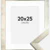 Ramme Stilren Sølv 20x25 cm - Passepartout Hvid 15x20 cm