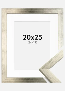 Ramme Stilren Sølv 20x25 cm - Passepartout Hvid 15x20 cm