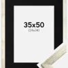 Ramme Stilren Sølv 35x50 cm - Passepartout Sort 25x35 cm