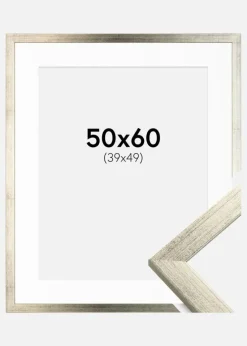 Ramme Stilren Sølv 50x60 cm - Passepartout Hvid 40x50 cm