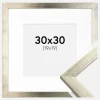 Ramme Stilren Sølv 30x30 cm - Passepartout Hvid 20x20 cm