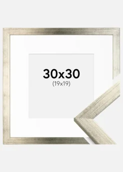 Ramme Stilren Sølv 30x30 cm - Passepartout Hvid 20x20 cm