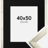 Ramme Stilren Sølv 40x50 cm - Passepartout Sort 27x35 cm