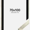 Ramme Stilren Sølv 70x100 cm - Passepartout Sort 59,4x84 cm (A1)