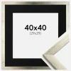Ramme Stilren Sølv 40x40 cm - Passepartout Sort 30x30 cm