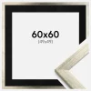 Ramme Stilren Sølv 60x60 cm - Passepartout Sort 50x50 cm