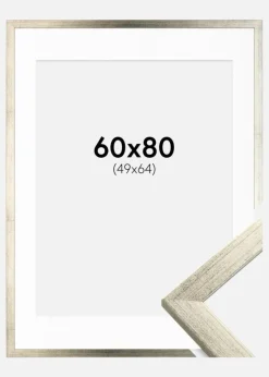 Ramme Stilren Sølv 60x80 cm - Passepartout Hvid 50x65 cm