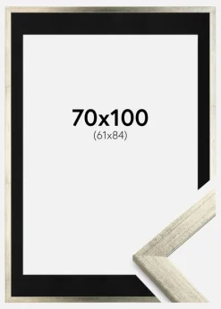 Ramme Stilren Sølv 70x100 cm - Passepartout Sort 62x85 cm