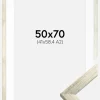 Ramme Stilren Sølv 50x70 cm - Passepartout Hvid 42x59,4 cm (A2)