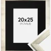 Ramme Stilren Sølv 20x25 cm - Passepartout Sort 5x7 inches