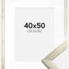 Ramme Stilren Sølv 40x50 cm - Passepartout Hvid 27,5x37 cm