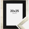 Ramme Stilren Sølv 20x25 cm - Passepartout Sort 15x20 cm