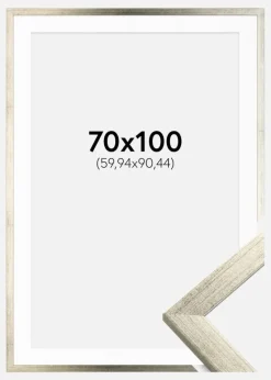 Ramme Stilren Sølv 70x100 cm - Passepartout Hvid 24x36 inches