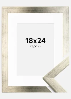 Ramme Stilren Sølv 18x24 cm - Passepartout Hvid 13x18 cm
