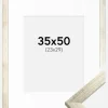 Ramme Stilren Sølv 35x50 cm - Passepartout Hvid 24x30 cm