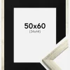 Ramme Stilren Sølv 50x60 cm - Passepartout Sort 35x45 cm