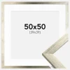 Ramme Stilren Sølv 50x50 cm - Passepartout Hvid 40x40 cm