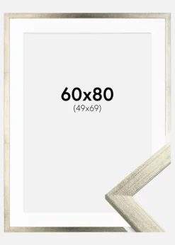 Ramme Stilren Sølv 60x80 cm - Passepartout Hvid 50x70 cm