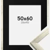 Ramme Stilren Sølv 50x60 cm - Passepartout Sort 37x46 cm