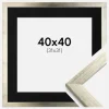 Ramme Stilren Sølv 40x40 cm - Passepartout Sort 32x32 cm
