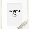 Ramme Stilren Sølv 42x59,4 cm (A2) - Passepartout Hvid 25x38 cm