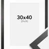 Ramme Stilren sort Eg 30x40 cm - Passepartout Hvid 22x32 cm