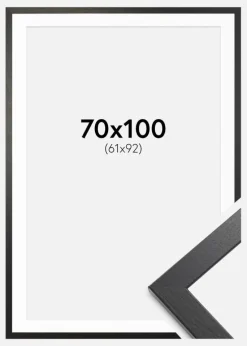 Ramme Stilren Sort Eg 70x100 cm - Passepartout Hvid 62x93 cm