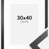Ramme Stilren sort Eg 30x40 cm - Passepartout Hvid 21x30 cm