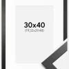 Ramme Stilren sort Eg 30x40 cm - Passepartout Hvid 8x12 inches