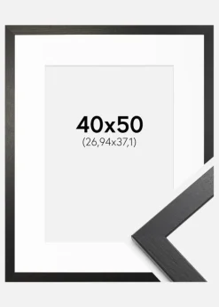 Ramme Stilren Sort Eg 40x50 cm - Passepartout Hvid 11x15 inches